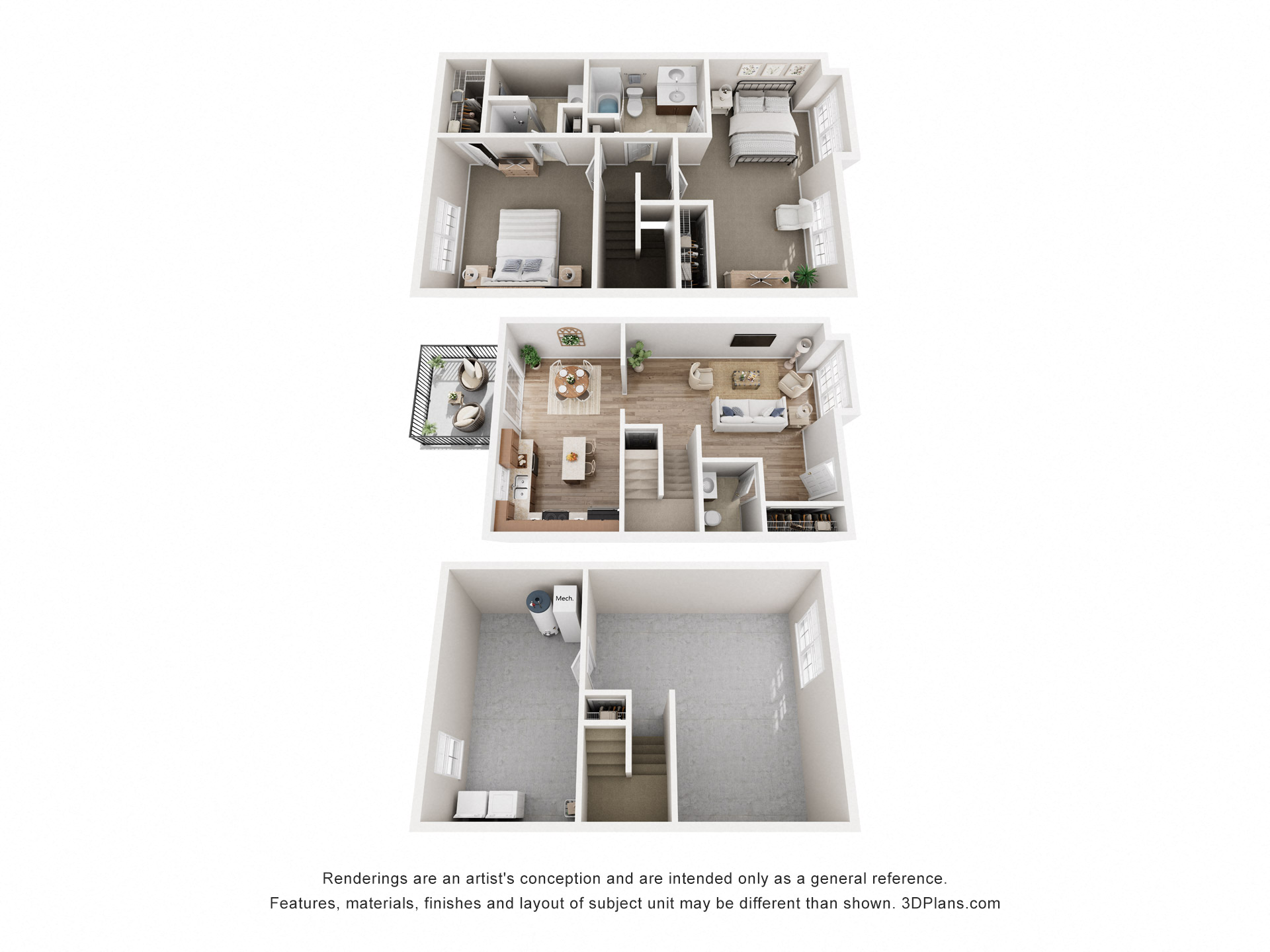 Floor plan for 2 beds, 2 baths, 1460 sqft
